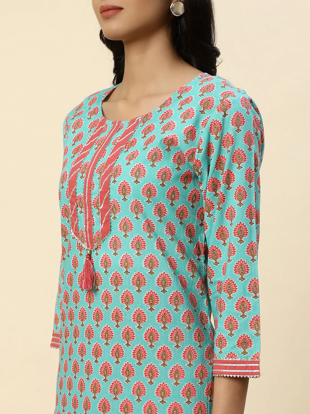 Printed Cotton Kurta With Palazzo