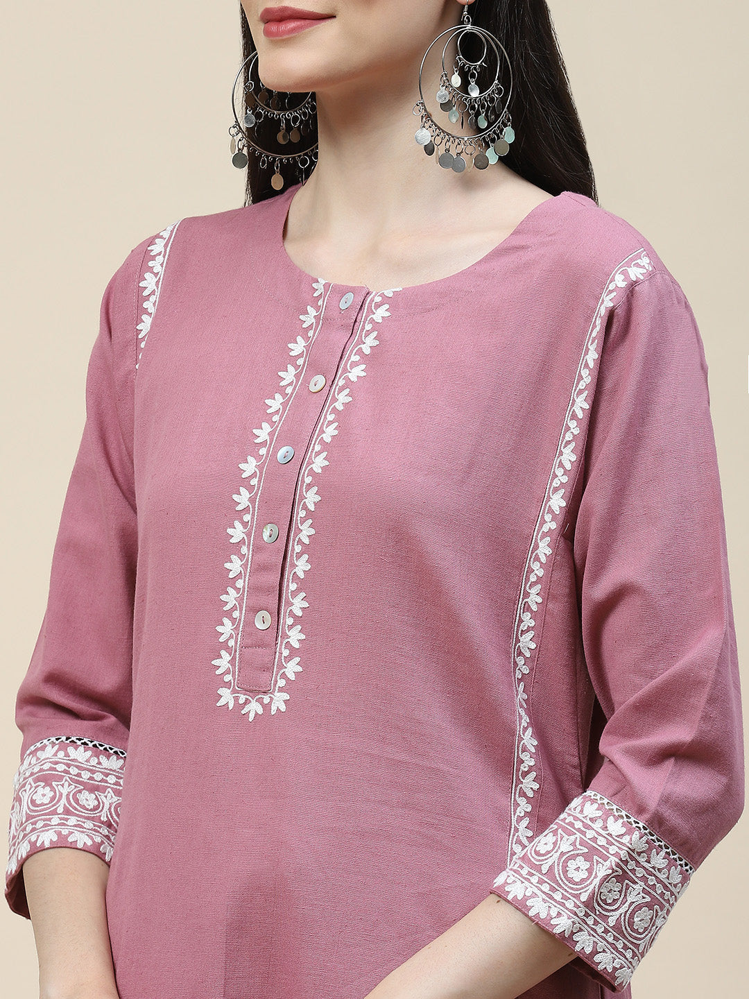 Plain Cotton Kurta With Pants