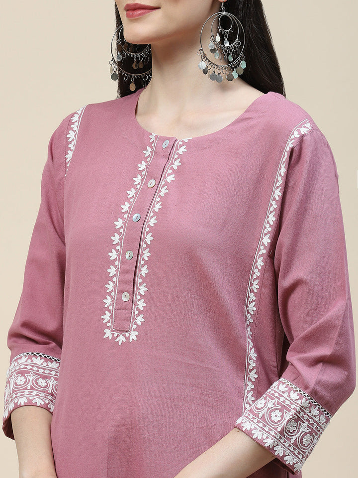 Plain Cotton Kurta With Pants