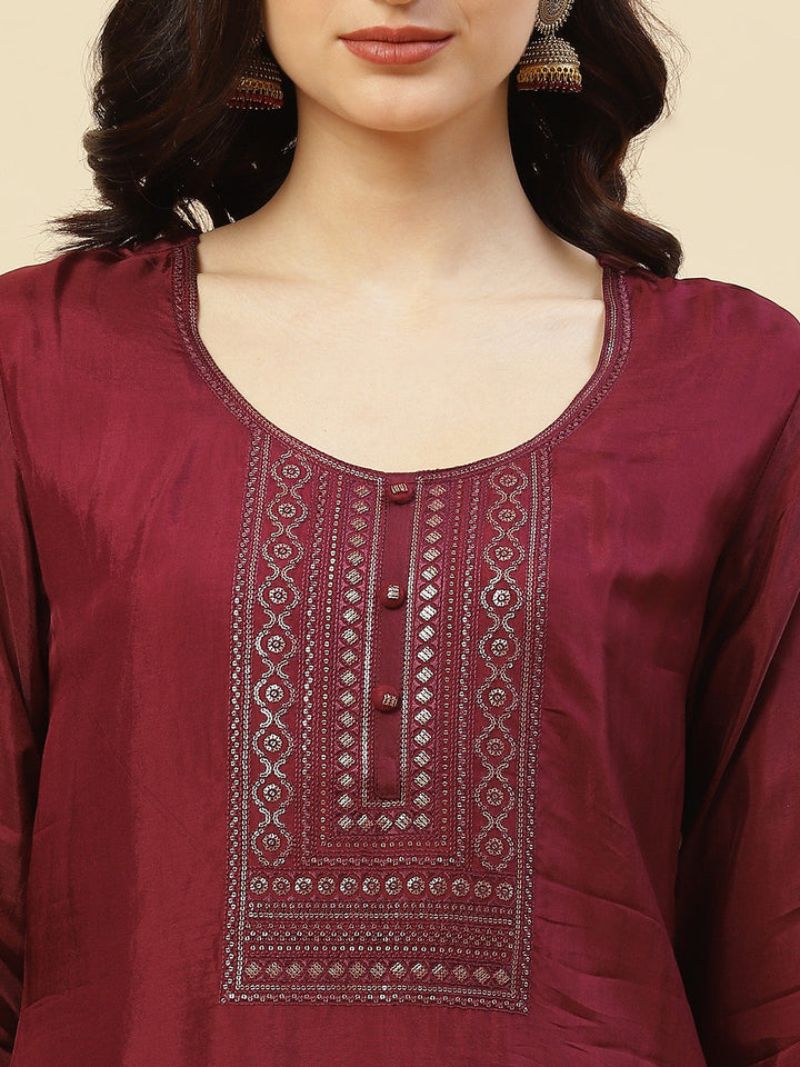 Sequence Embroidered Kurti With Palazzo