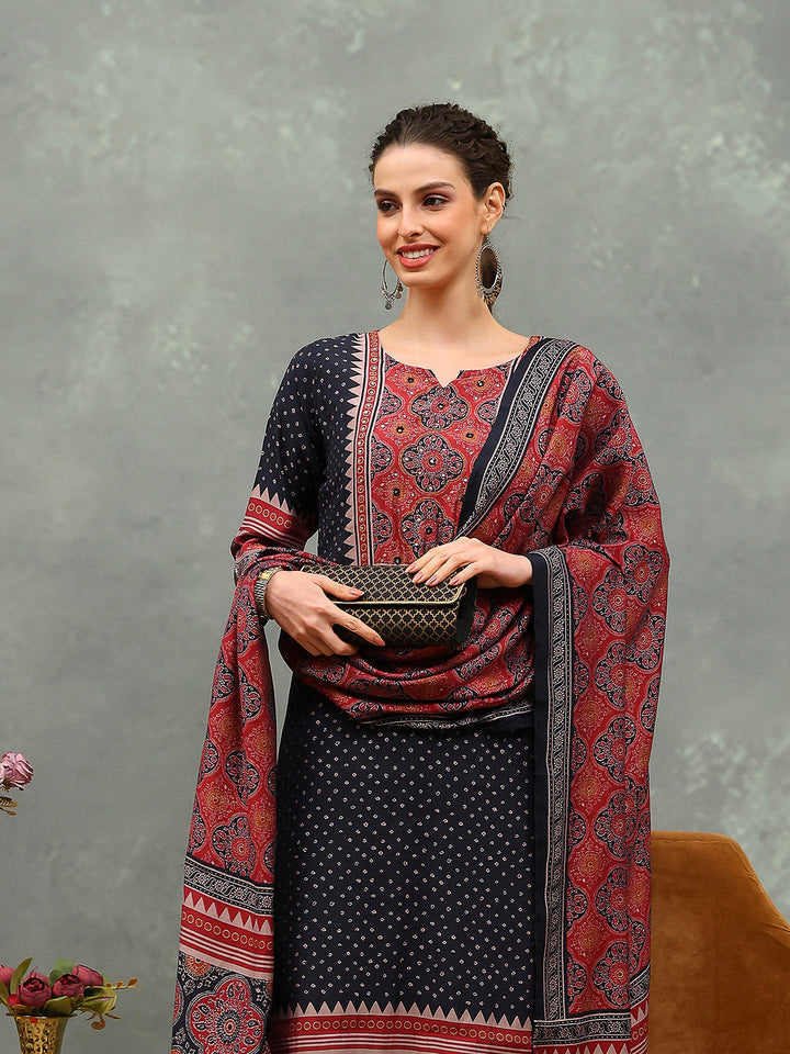 Printed Muslin Kurta With Pants &amp; Dupatta