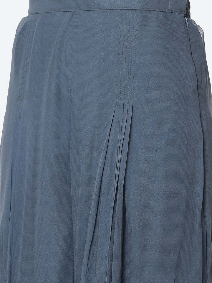 Resham Booti Georgette Kurta With Palazzo &amp; Dupatta