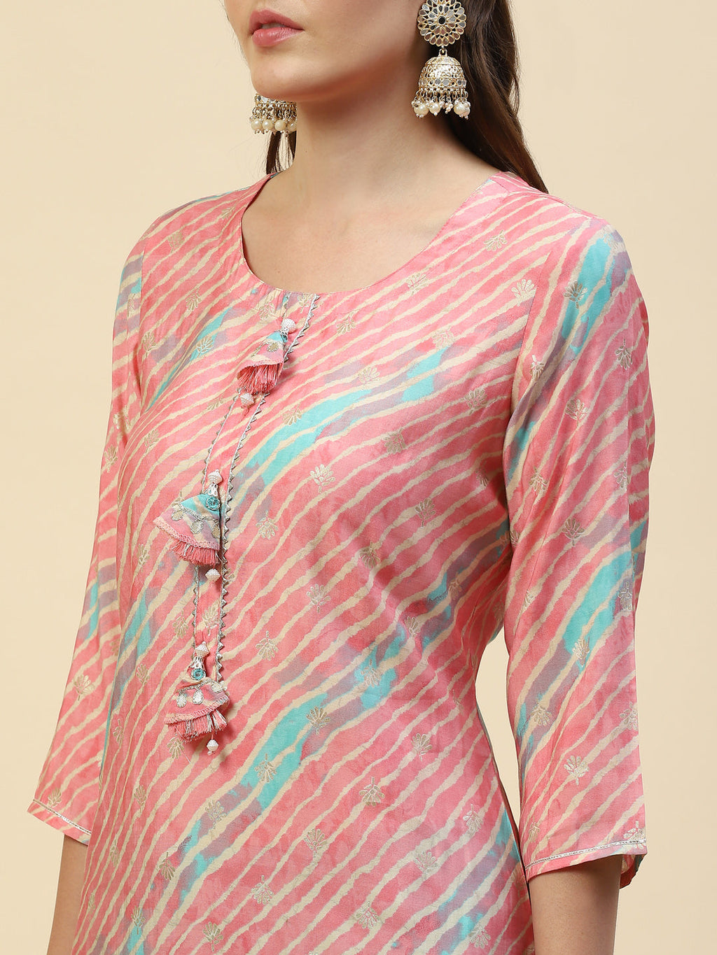 Printed Embroidered Muslin Kurta