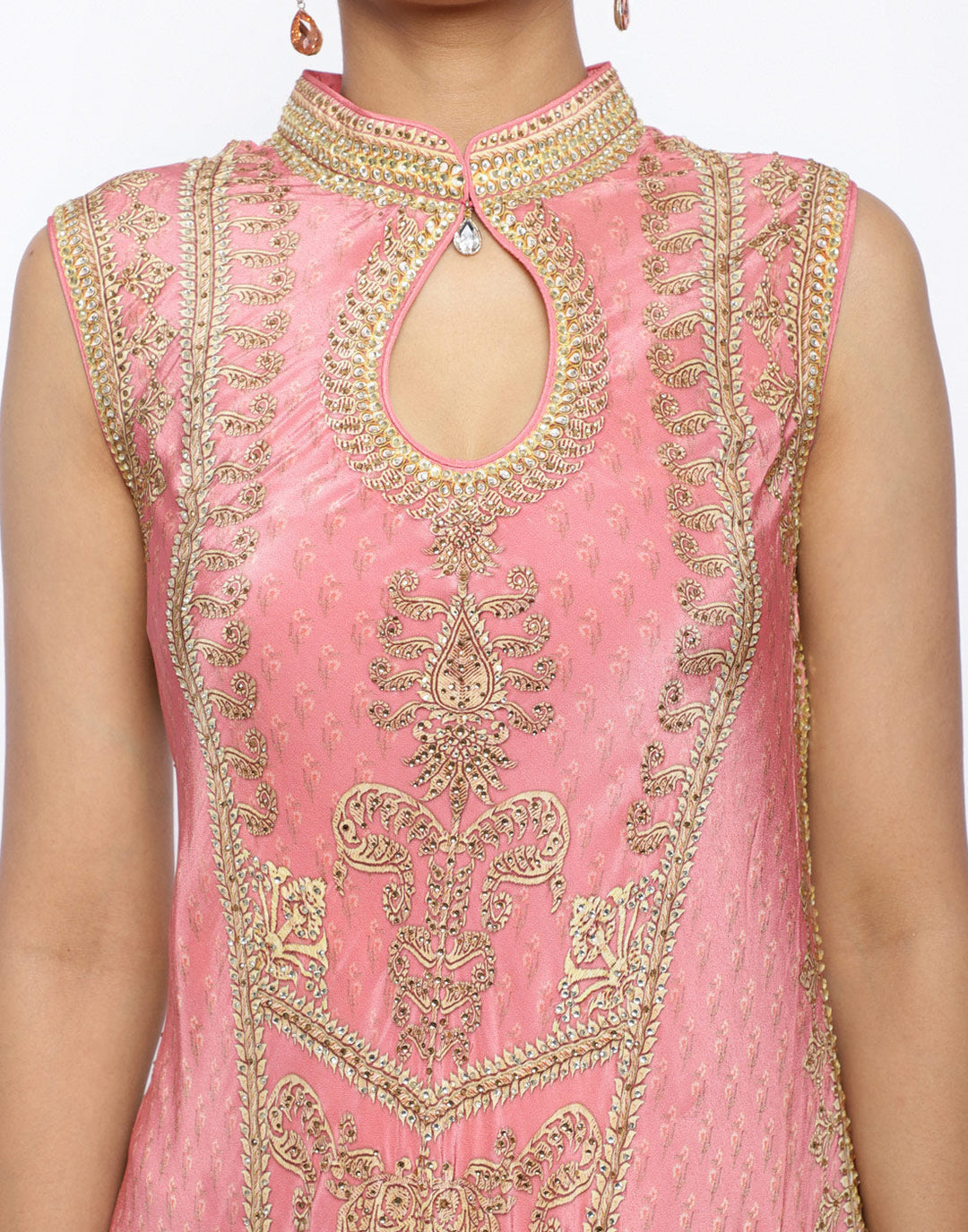 MBZ Meena Bazaar-Mustard Crepe Digital Printed Long Dress