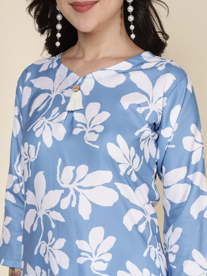 Printed Cotton Blend Kurta With Pants