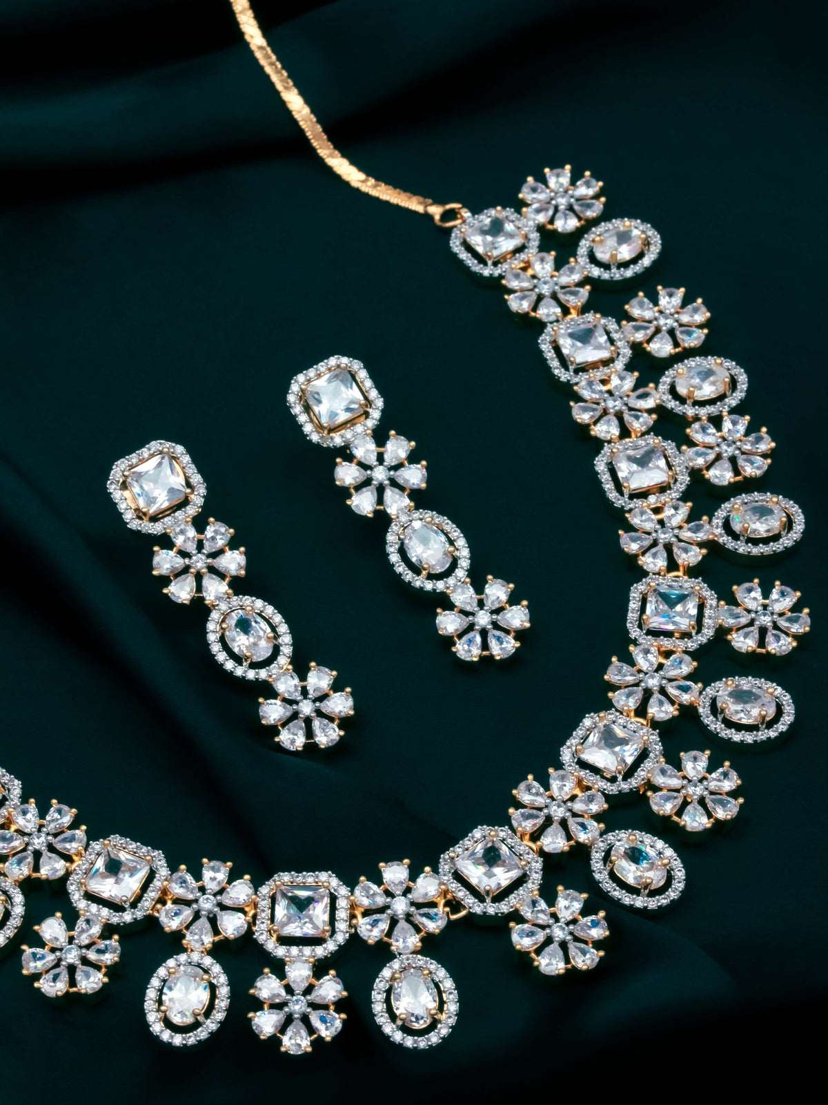 AD Stone Necklace With Earrings
