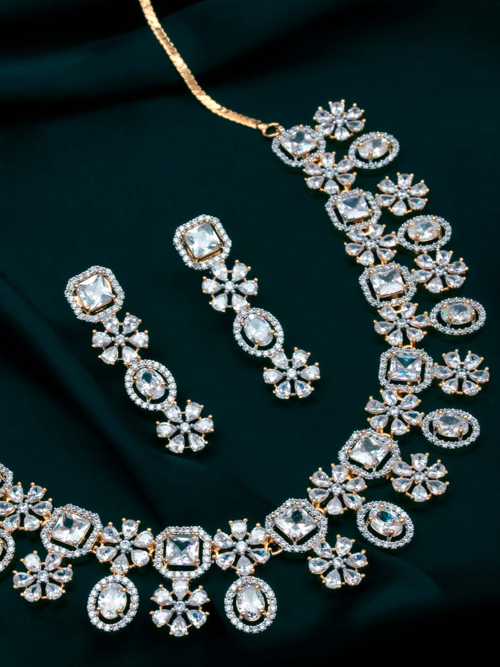 AD Stone Necklace With Earrings