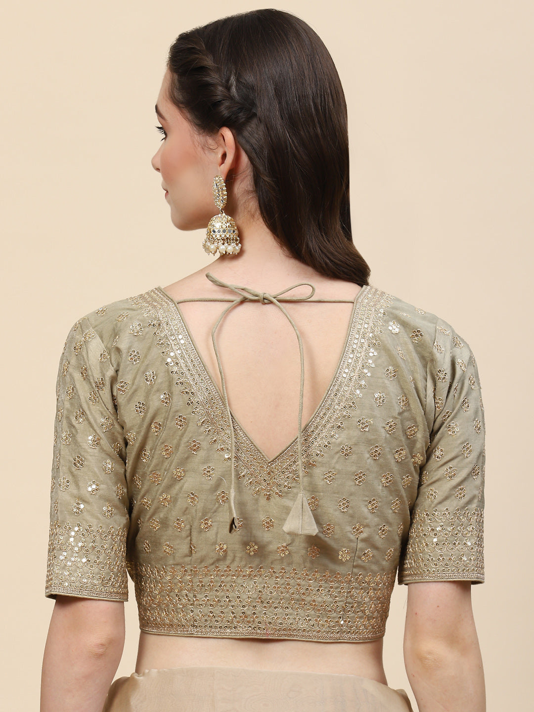 Sequin Embroidered Organza Saree