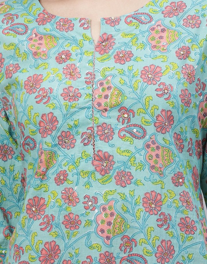 Floral Print Cotton Kurti