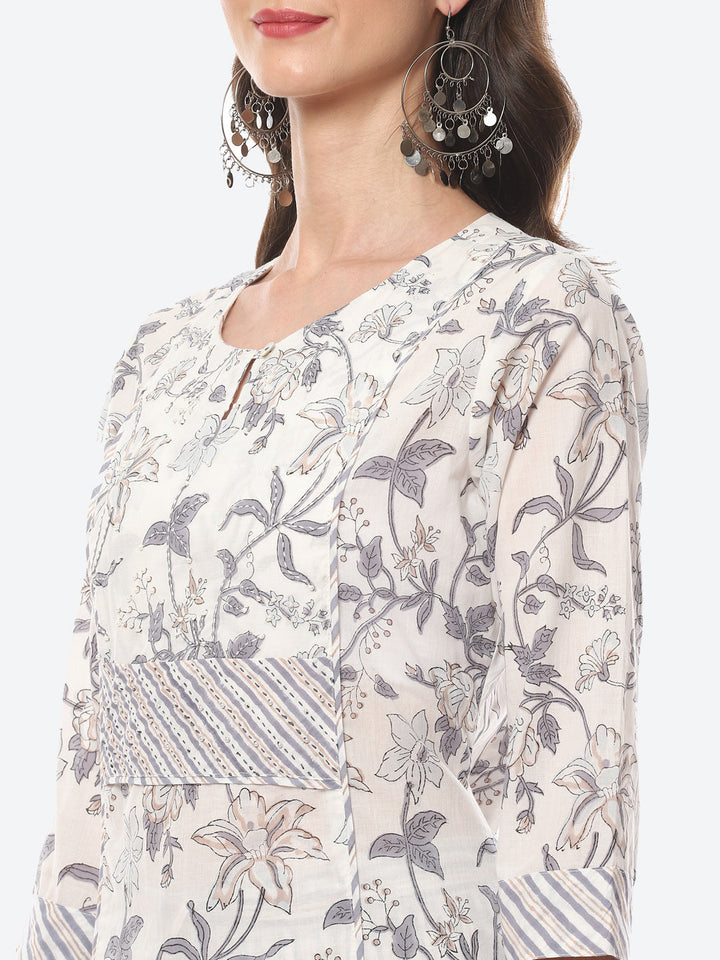 Floral Printed Cotton Kurta With Pant
