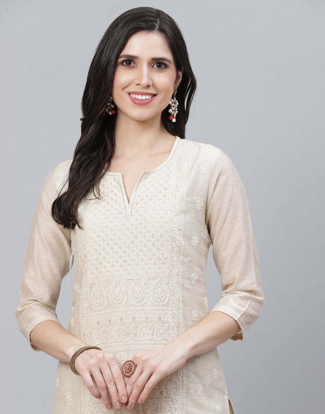 Embroidered Cotton Kurti with Pant