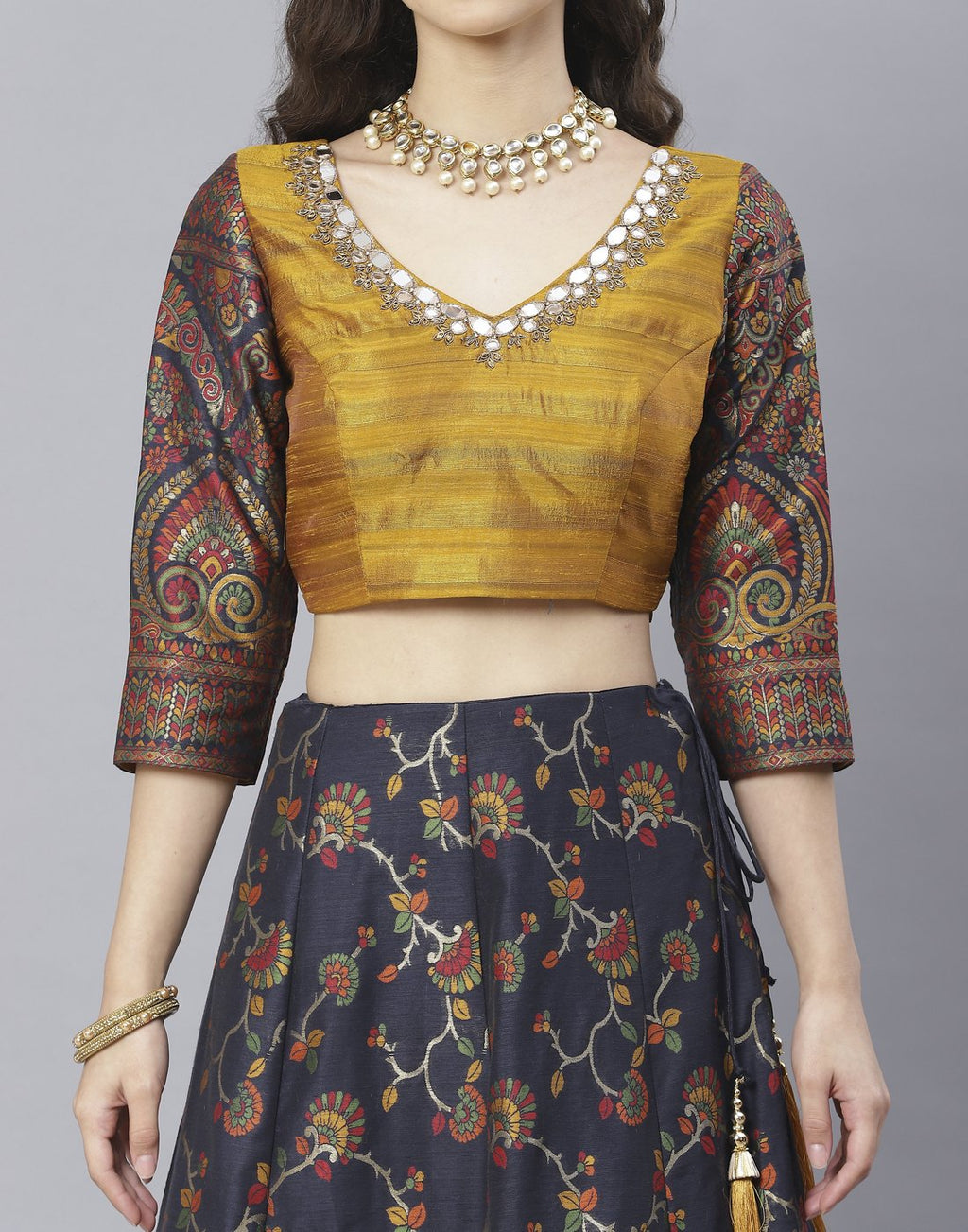 Banarasi Handloom Dupion silk Lehenga with contrast dupatta