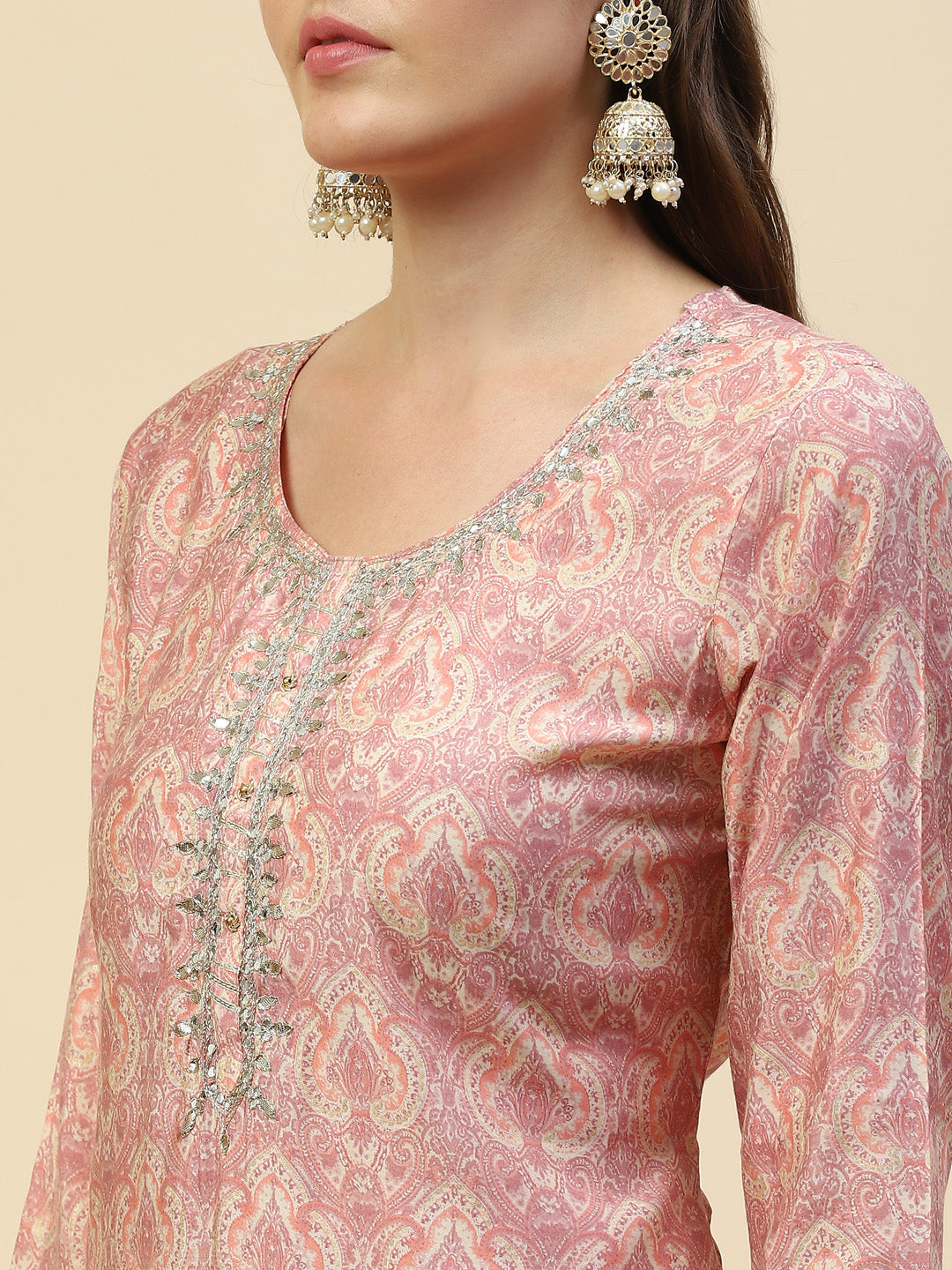Gota Embroidered Muslin Kurta With Pants