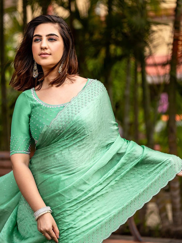 Embroidered Chiffon Saree