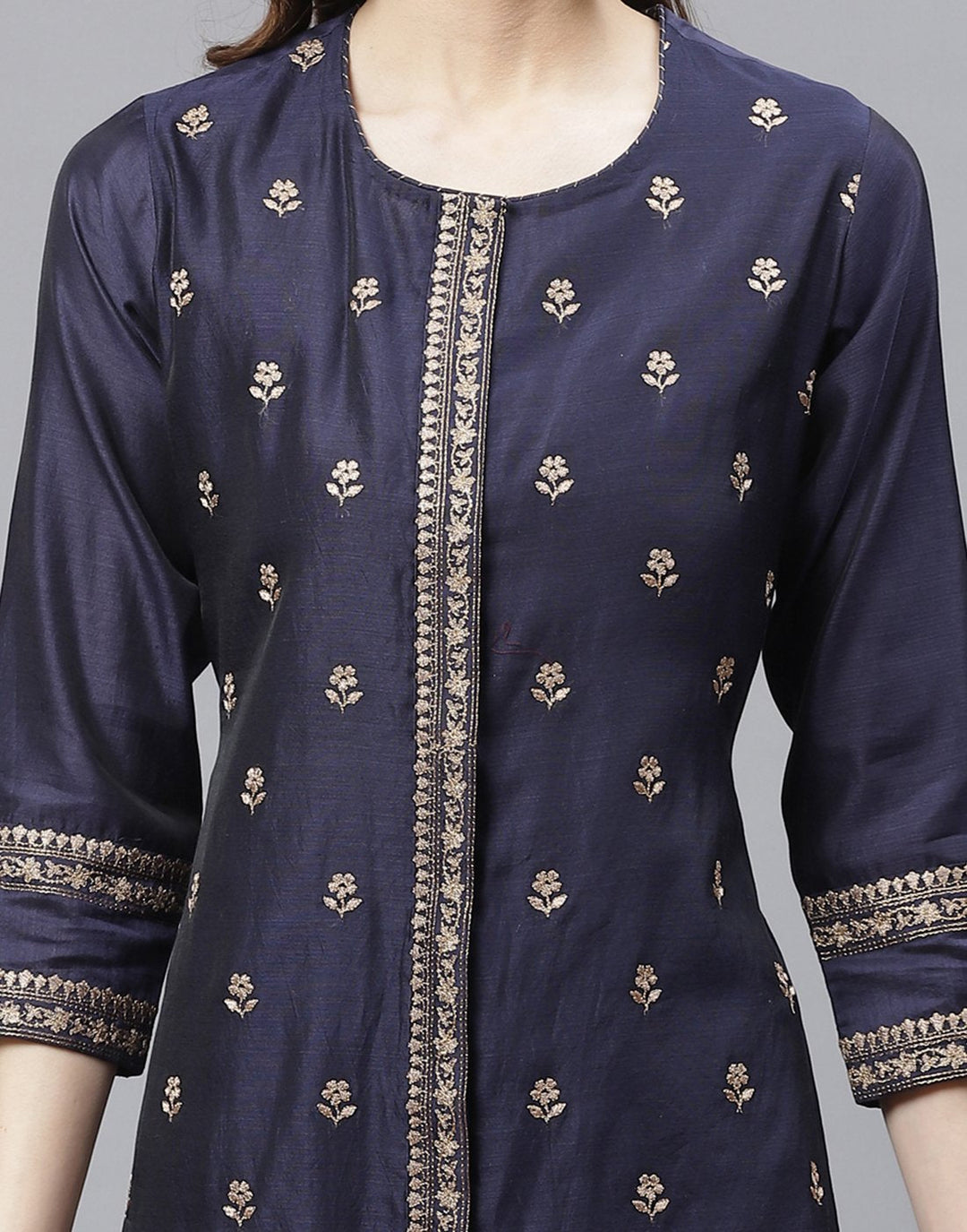 Straight Cotton Chanderi Kurta With Plazzo