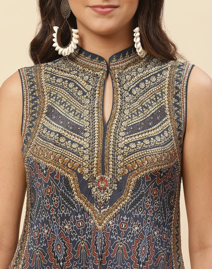 Floral Digital Printed Crepe Gown