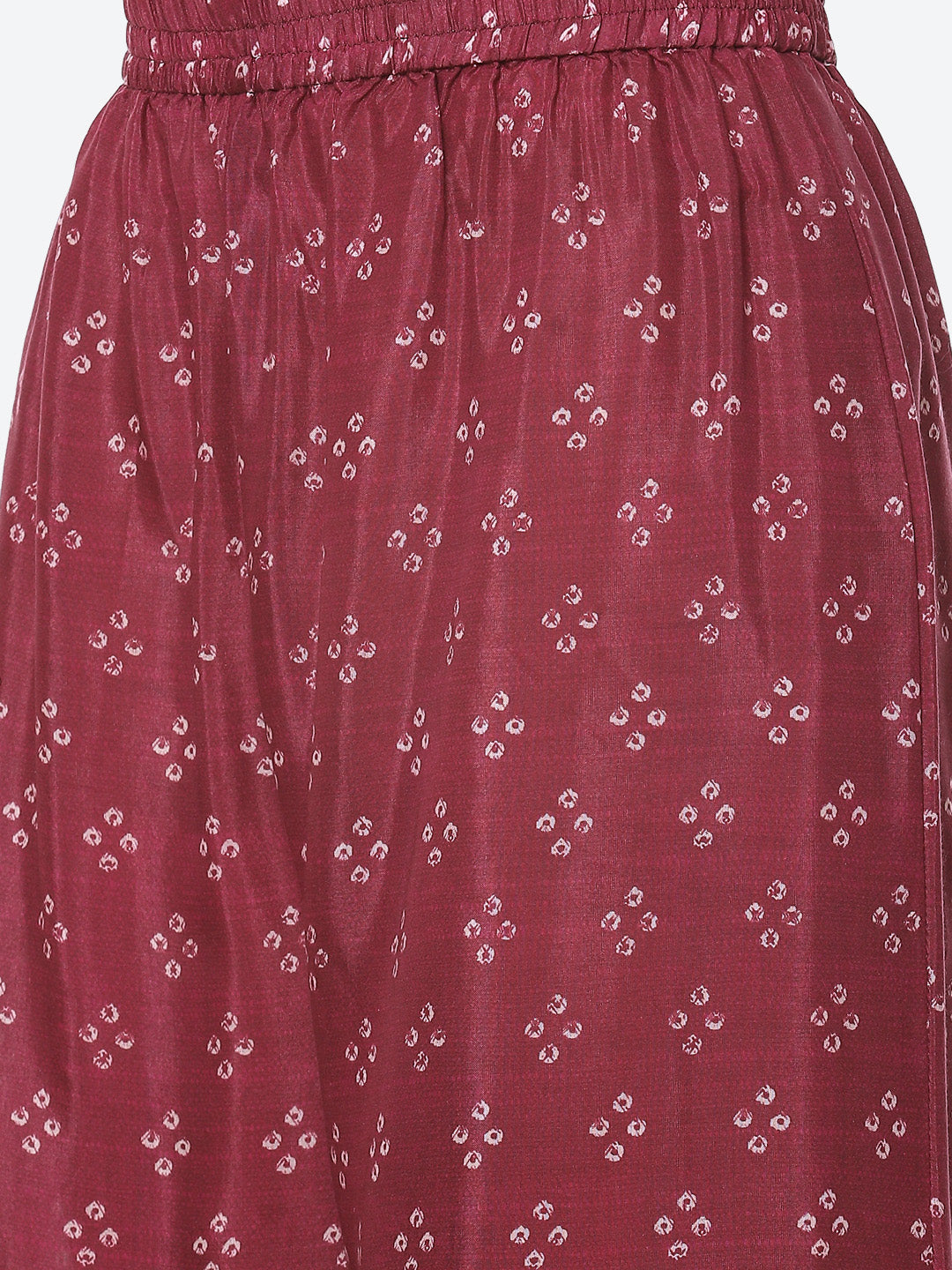 Printed Gota Neck Cotton Kurta With Palazzo &amp; Dupatta