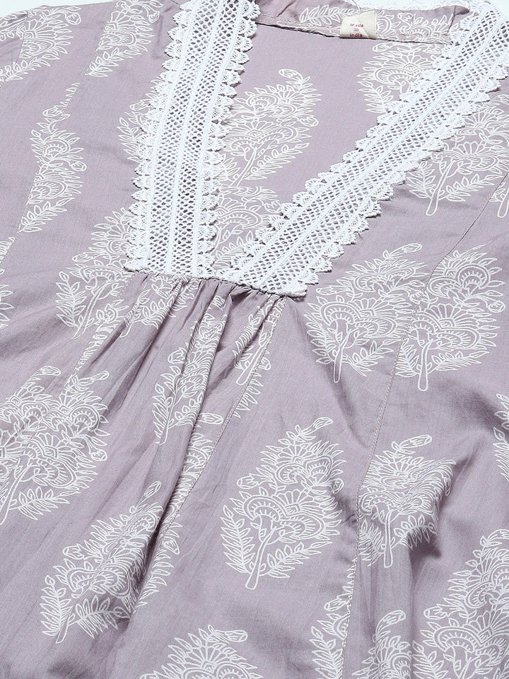 Printed Cotton Kurta With Pants