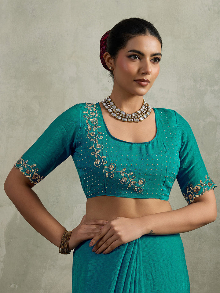 Embroidered Satin Saree