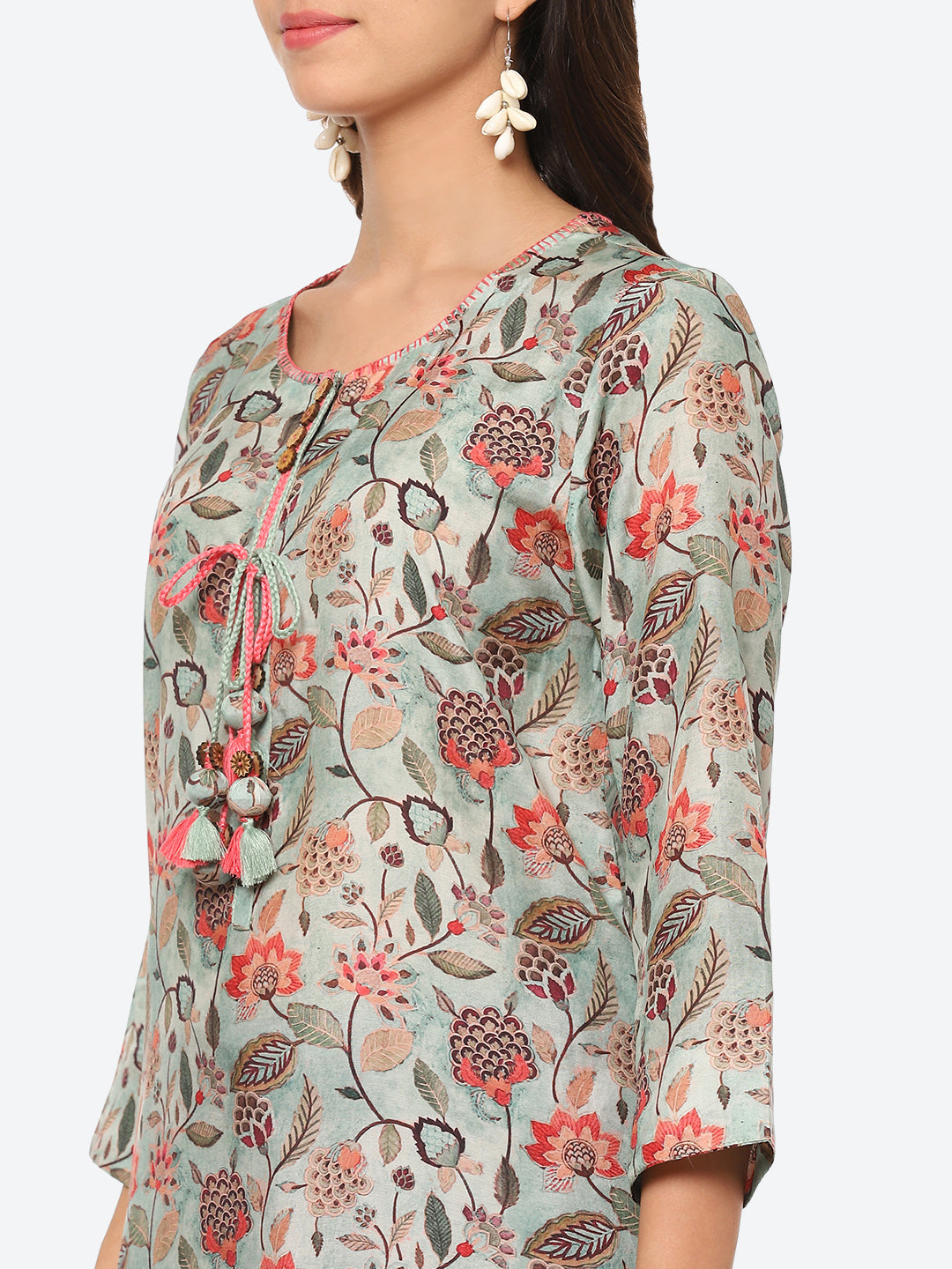 Floral Printed Muslin Kurta
