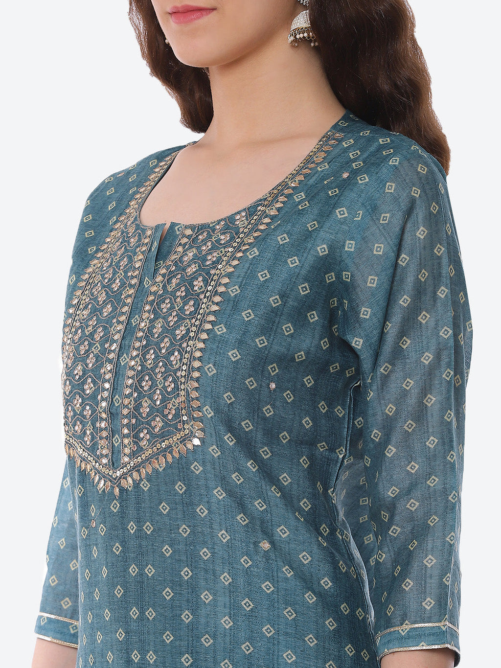 Mirror Gota Border Chanderi Kurta With Pant