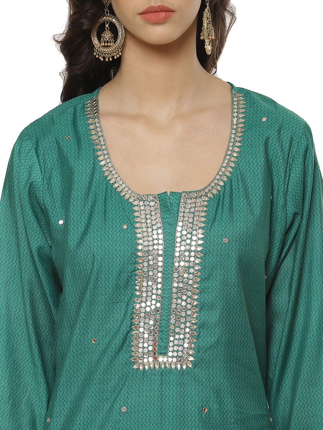 Printed Cotton Kurti With Pant And Dupatta