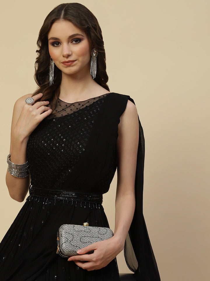 Resham Booti Georgette Gown Dress