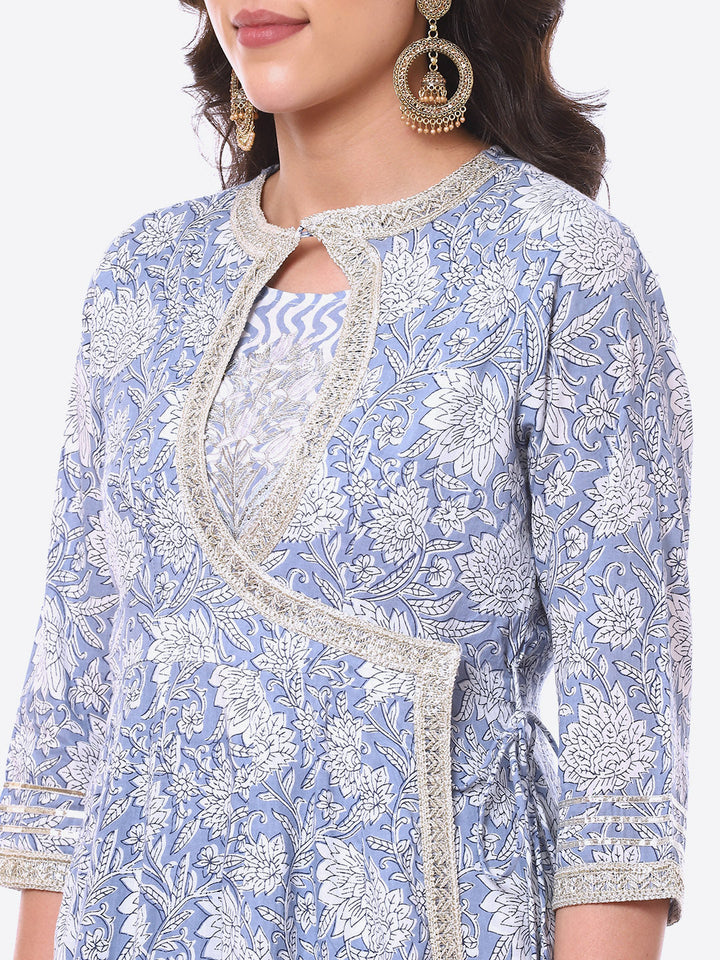 Floral Printed Double Layer Cotton Kurta