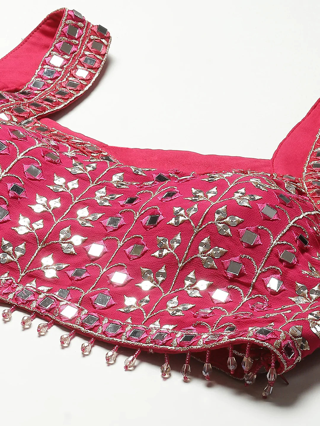 Resham Mirror Booti Georgette Choli With Lehenga &amp; Dupatta