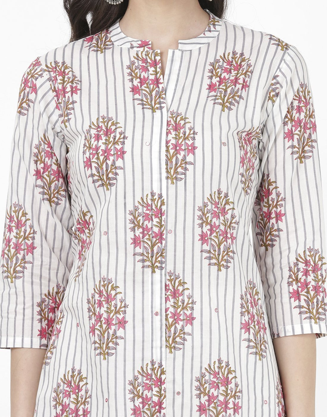 MBZ Meena Bazaar-Cream Cotton Kurti