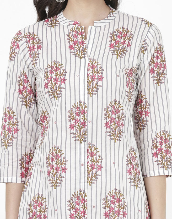 MBZ Meena Bazaar-Cream Cotton Kurti