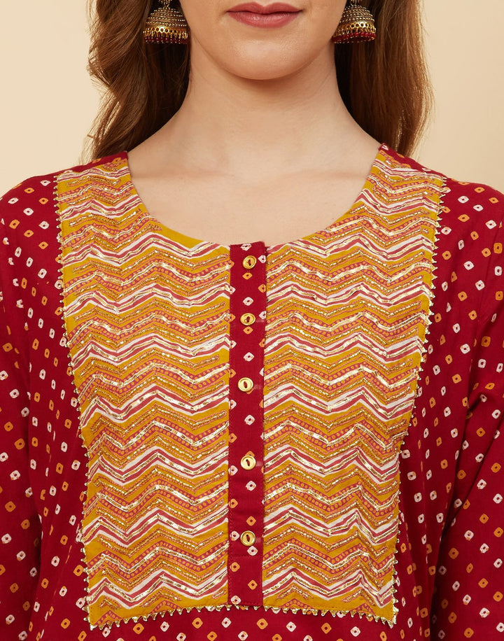 Printed Cotton Kurti With Salwar