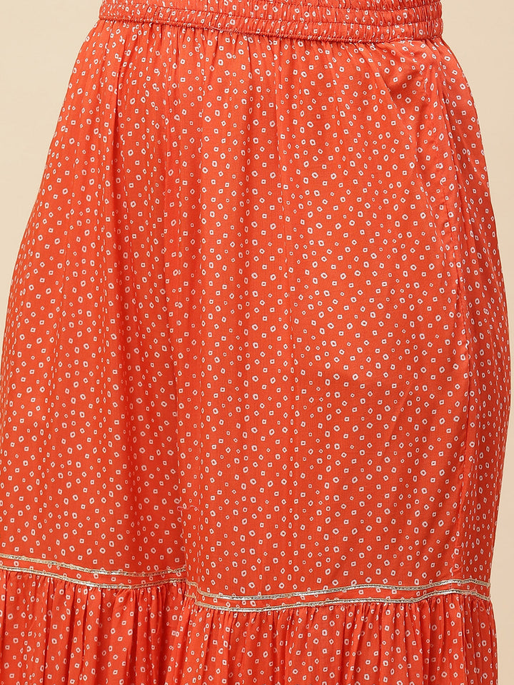 Bandhani Printed Muslin Kurta With Sharara With Dupatta