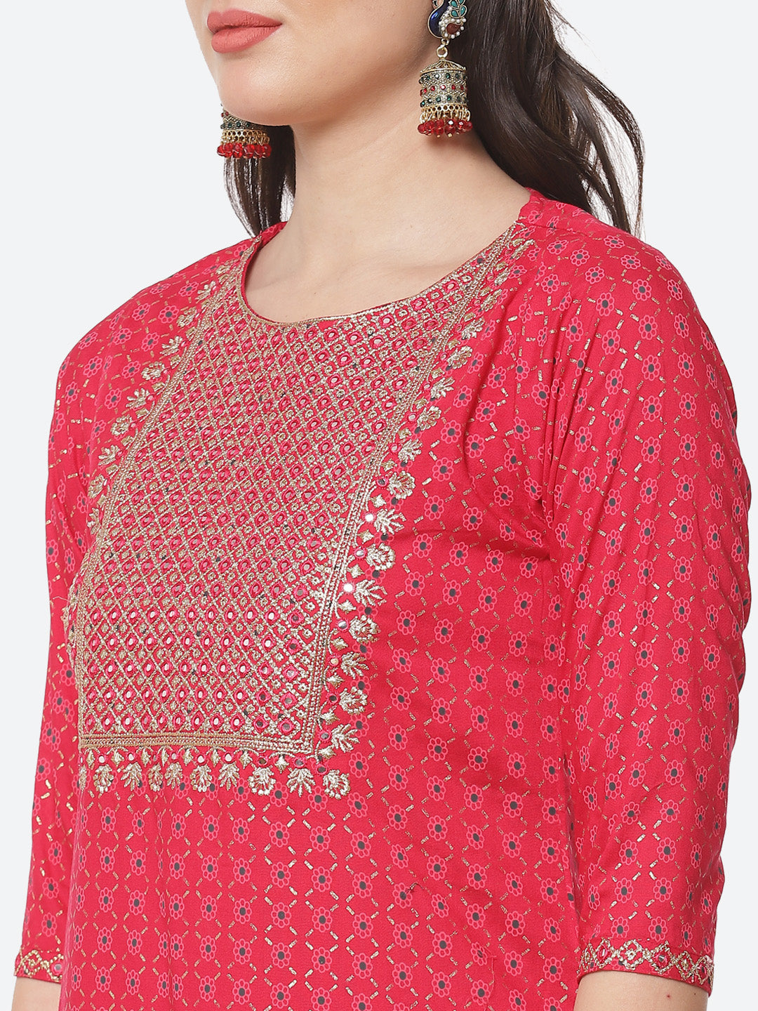 Cotton Kurta With Pant And Chiffon Dupatta