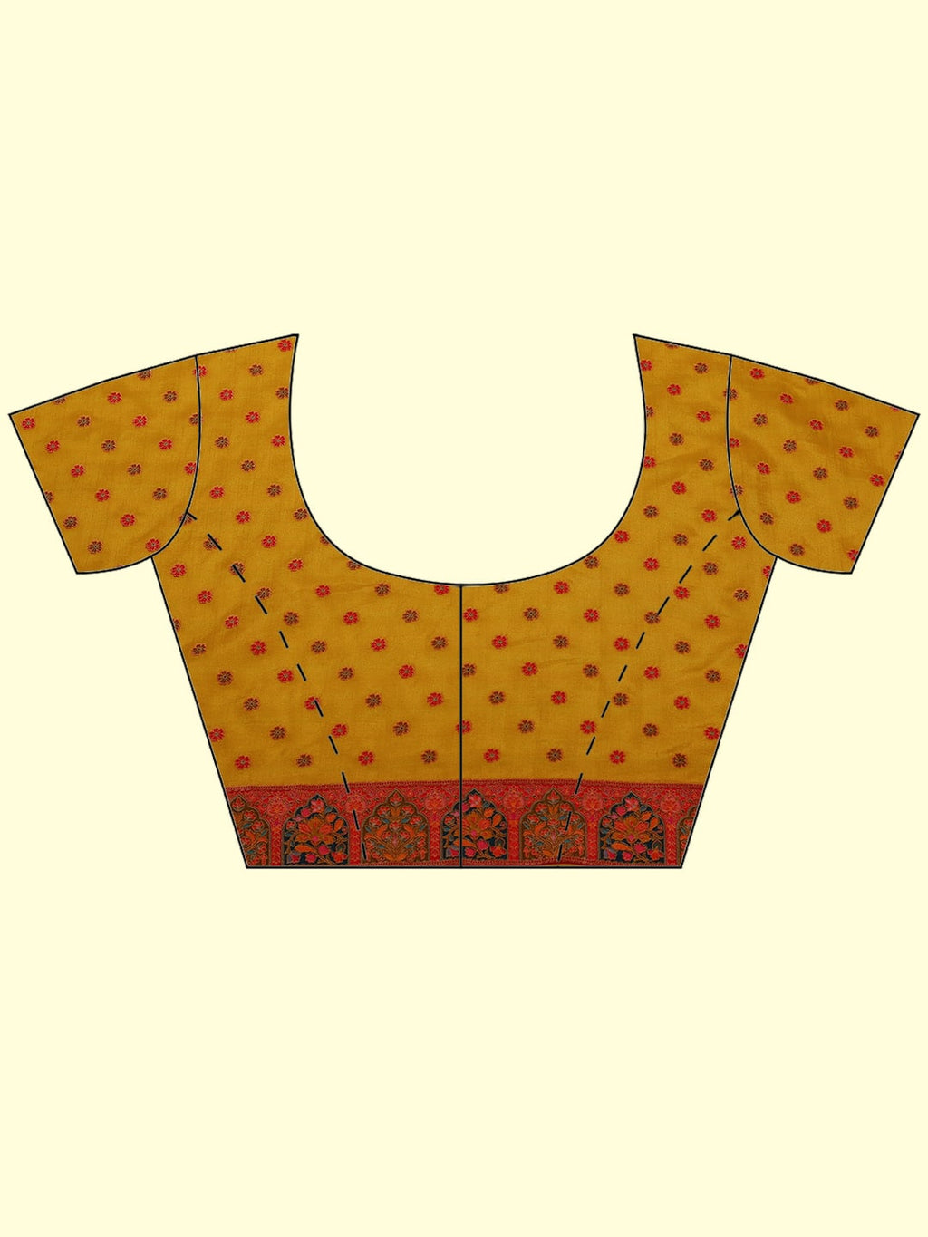Printed Dola Silk Mustard Saree