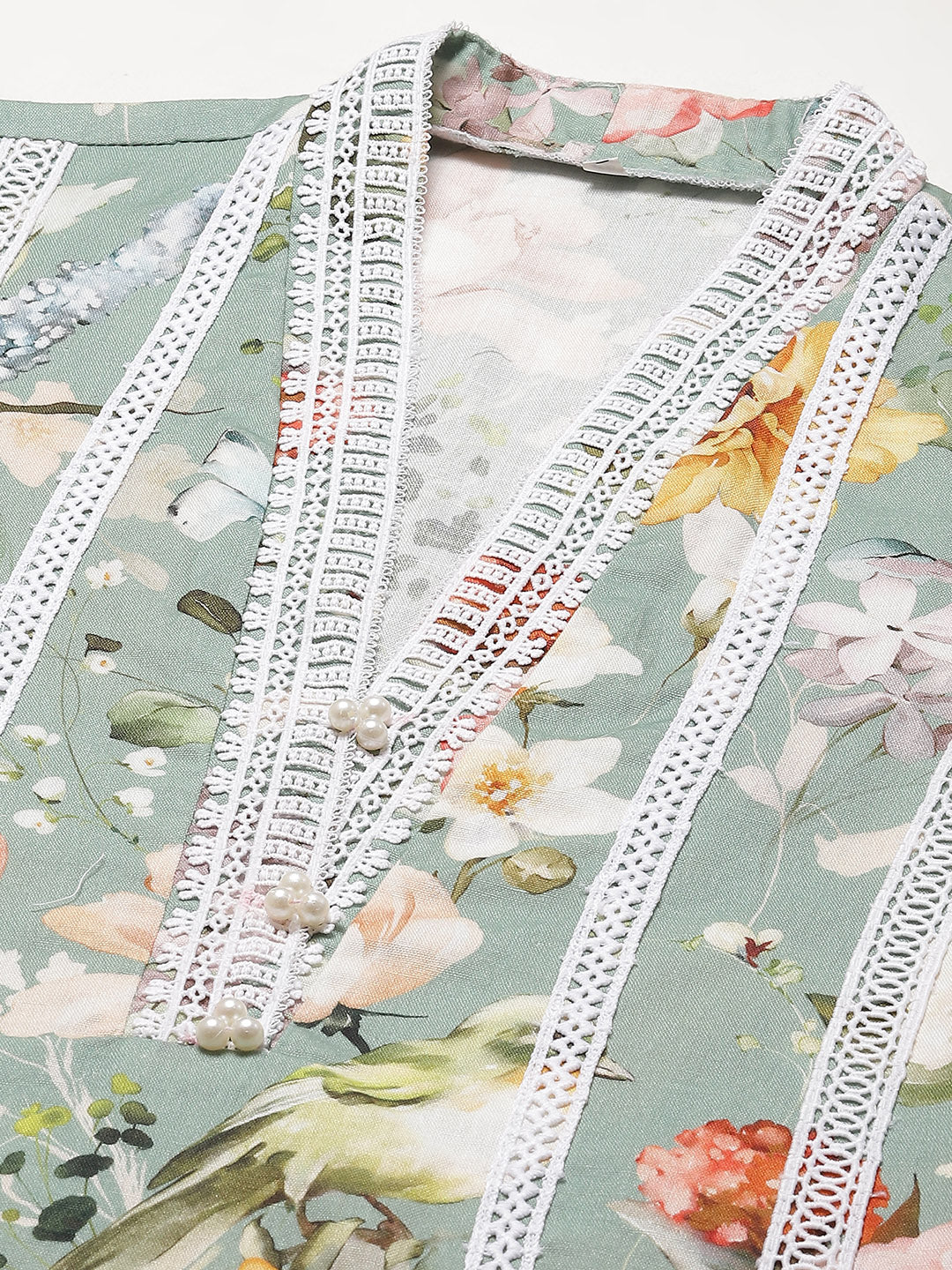 Floral Printed Cotton Kurta With Pants