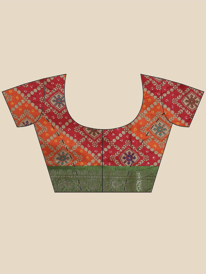 Zari Border Printed Handloom Saree