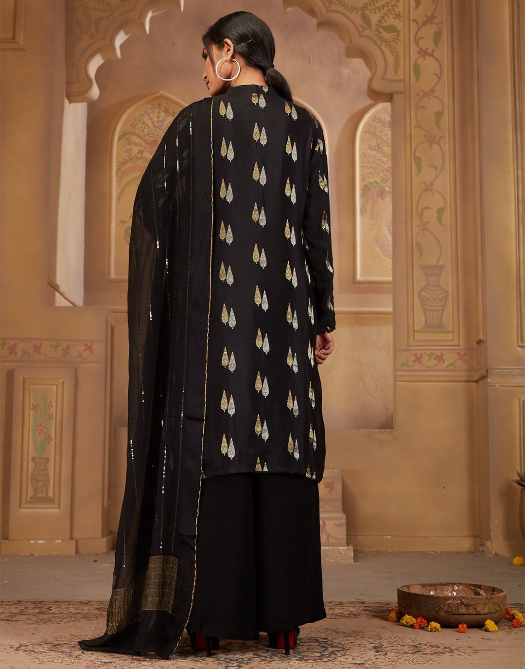 MBZ Meena Bazaar-Black Georgette Salwar Kameez