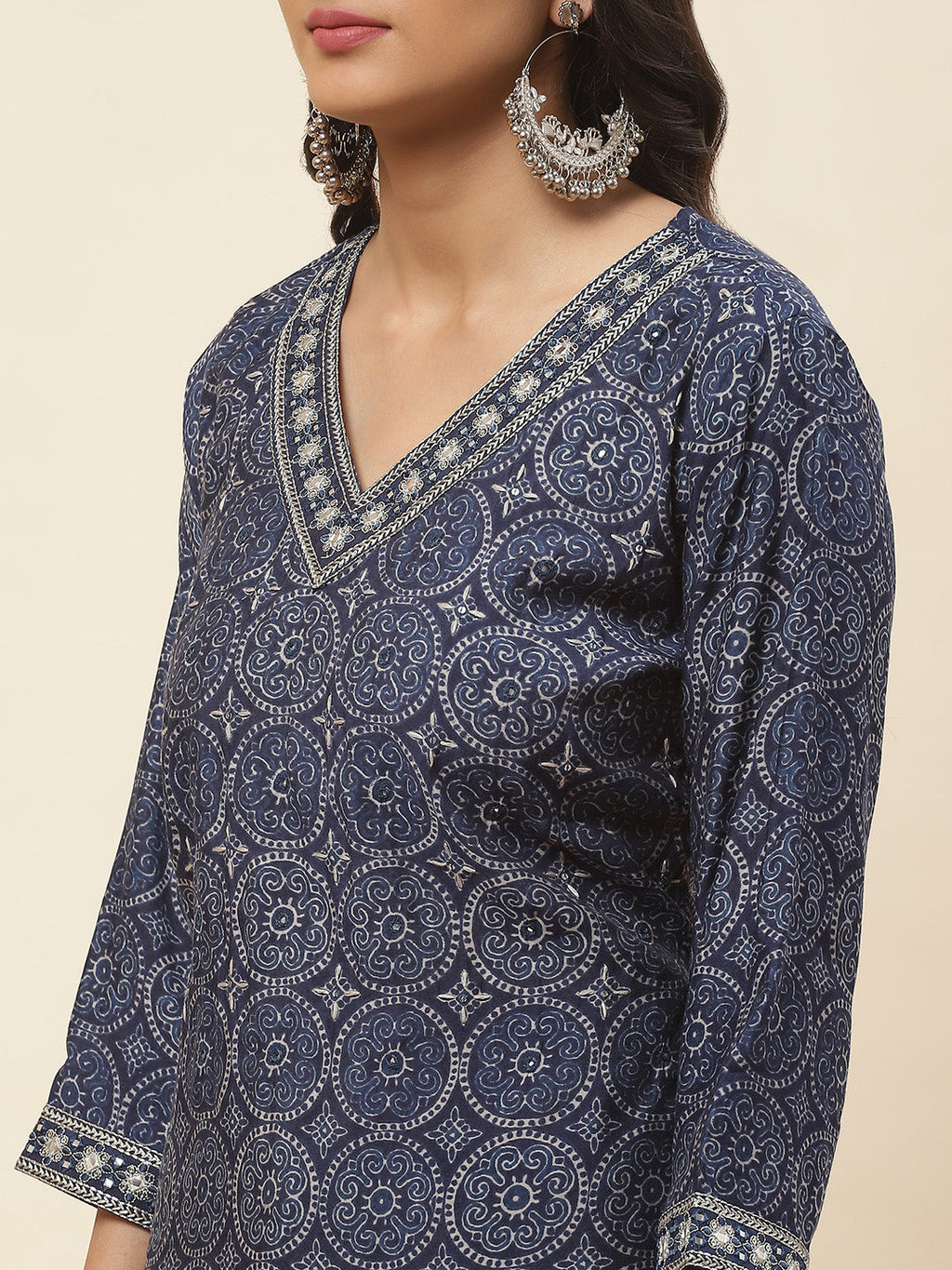Printed Cotton Kurta With Pants & Dupatta