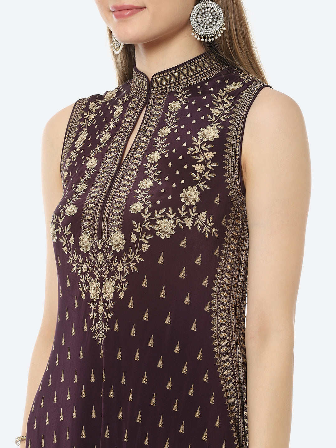Digital Printed Crepe A-Line Gown Dress