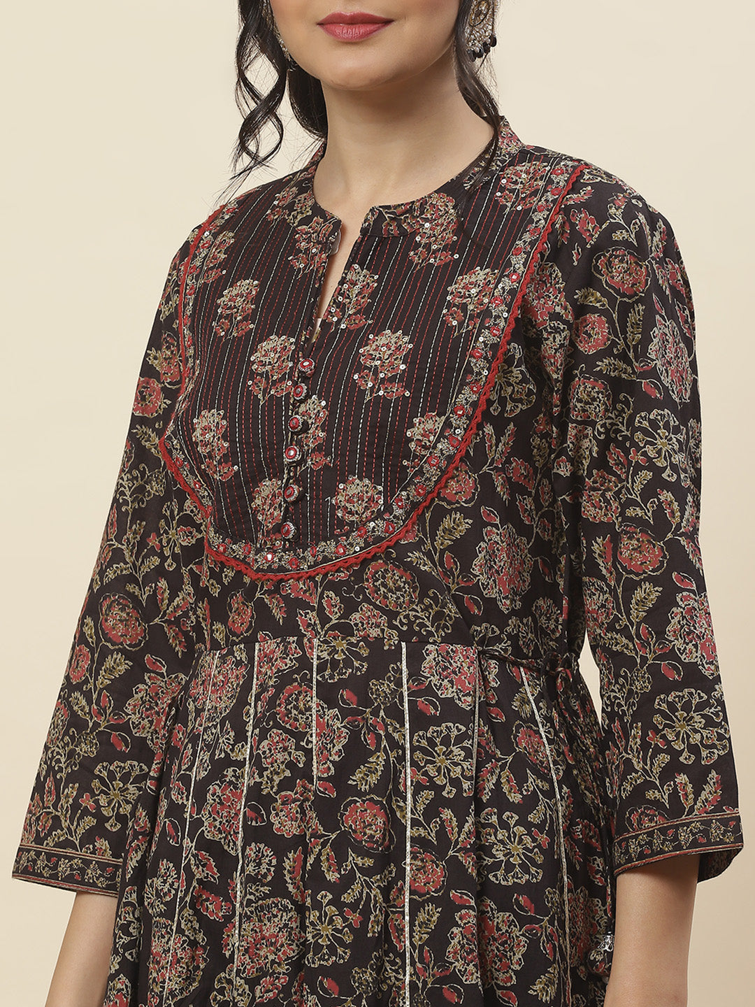 Floral Printed Cotton Kurta With Pants