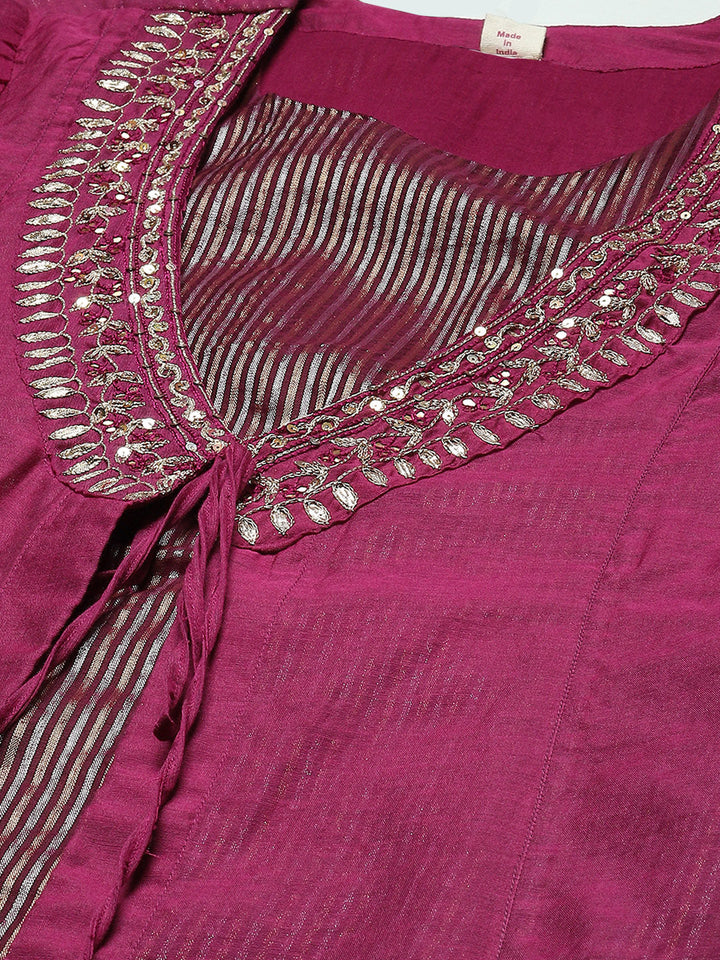 Plain Chanderi Kurta With Pants
