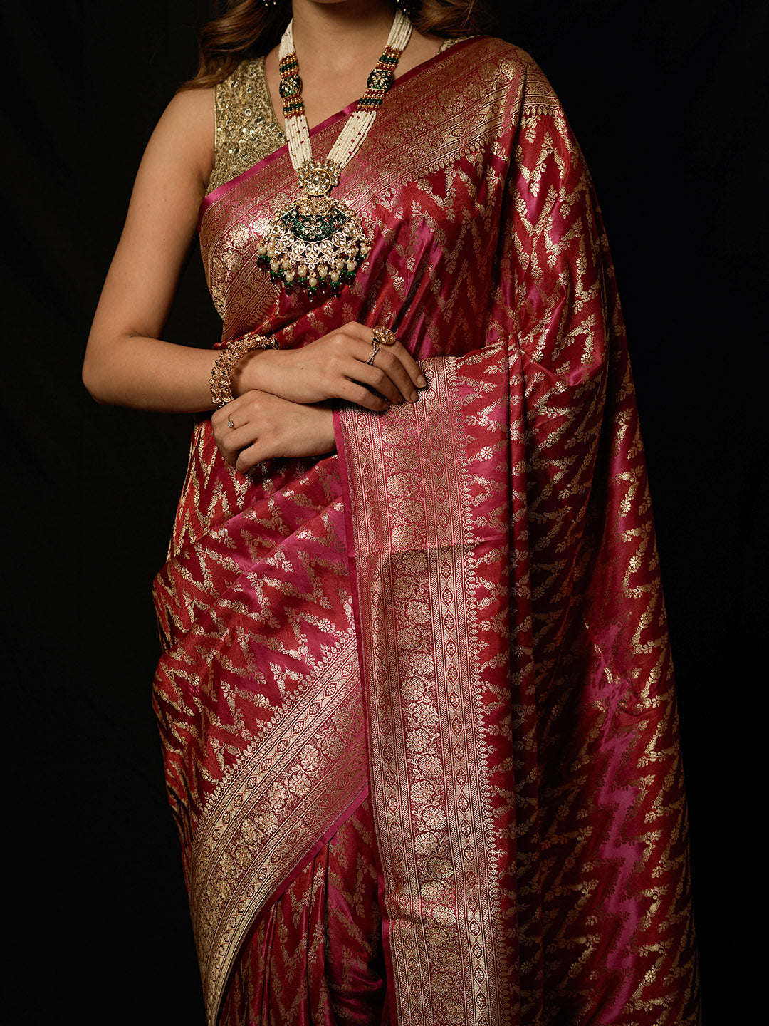 Woven Design Satin Saree