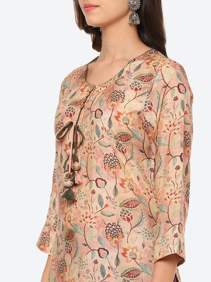 Floral Printed Muslin Kurta
