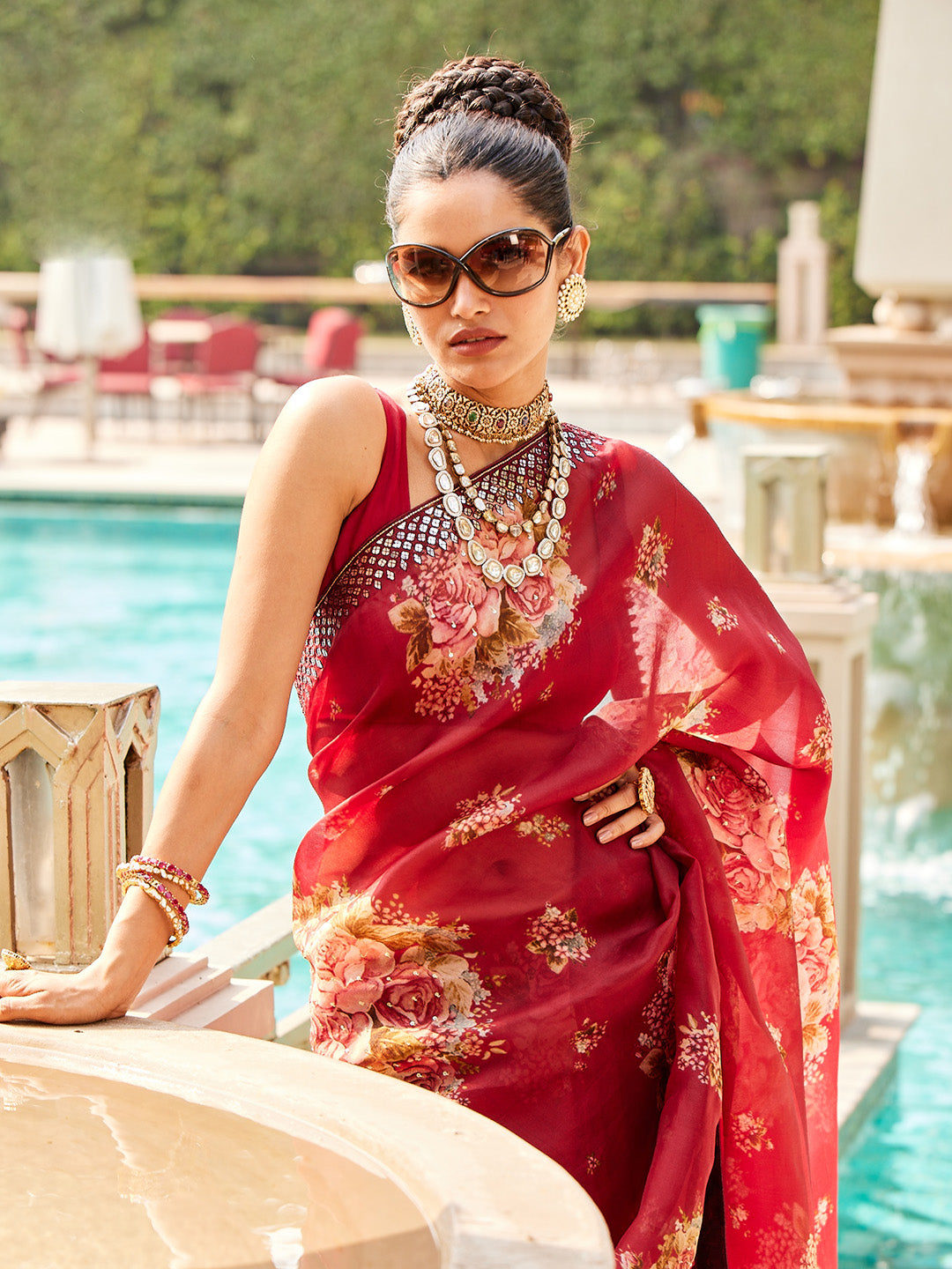 Printed Organza Kora Saree