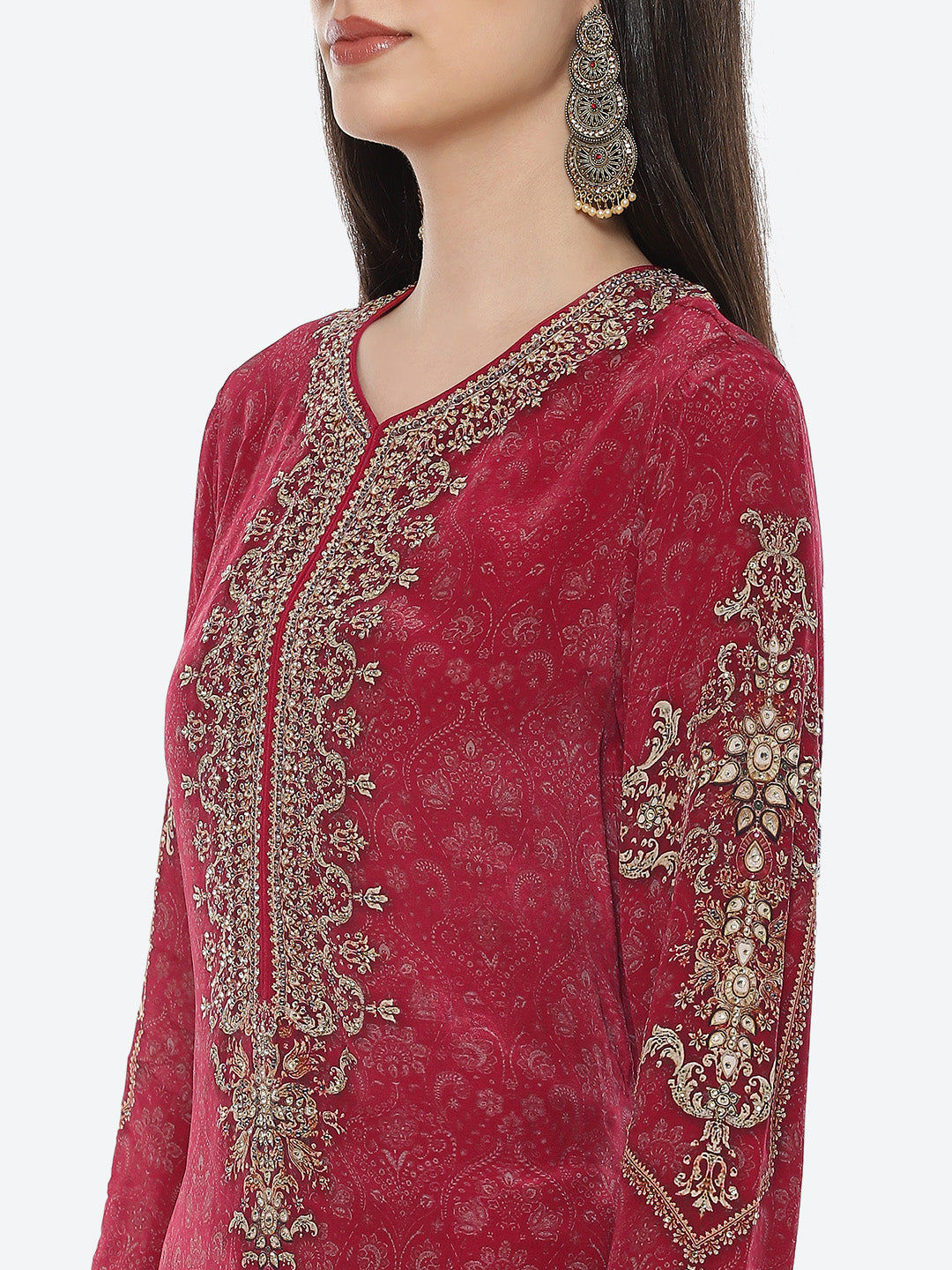 Green Digital Printed Crepe Salwaar Kameez Stitched Suit