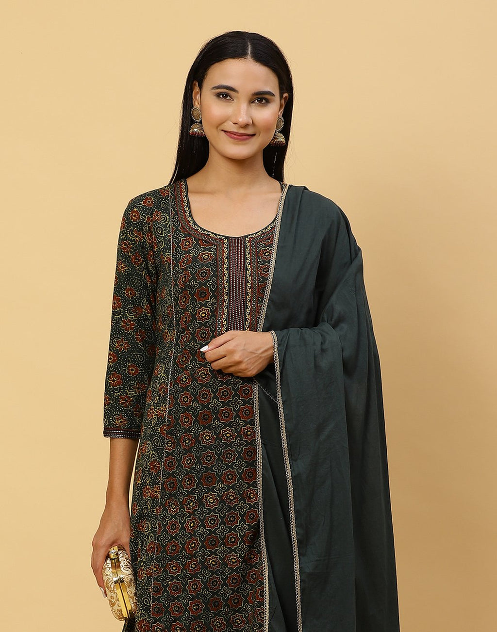 Printed Cotton Anarkali Salwar Kameez Stitched Suit With Dupatta
