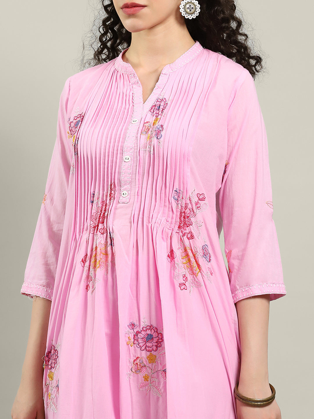 Printed Cotton Blend Kurta With Pants