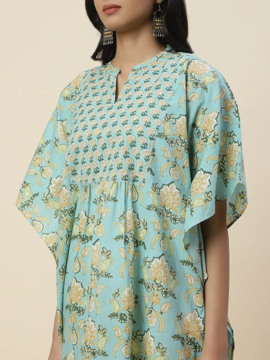 Floral Printed Cotton Kaftan Kurti