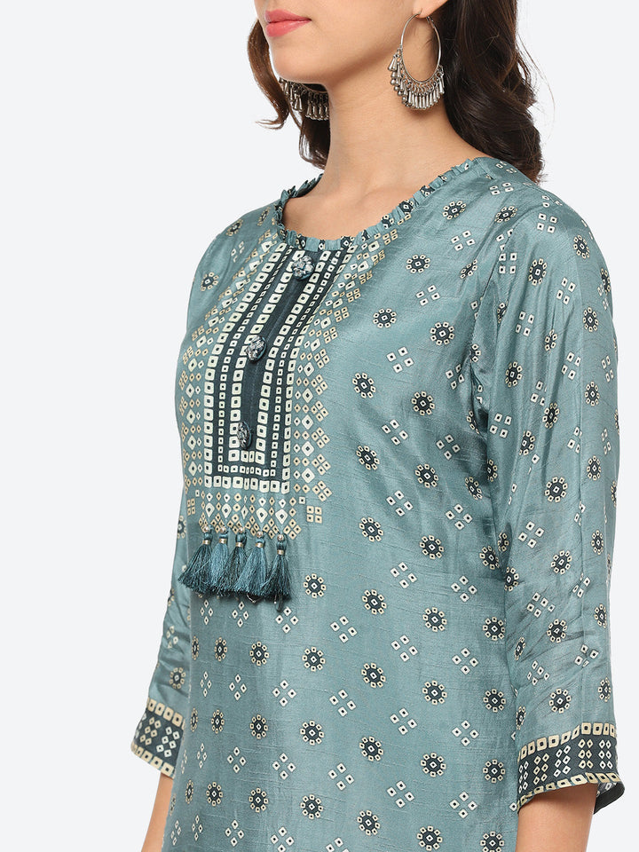Printed Muslin Kurta With Pant
